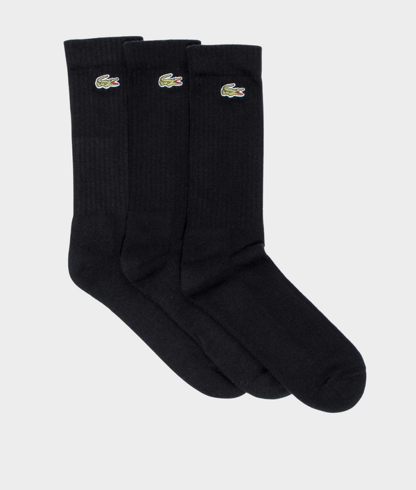 Lacoste High Cut Pique Three-Pack Sport Socks - Black