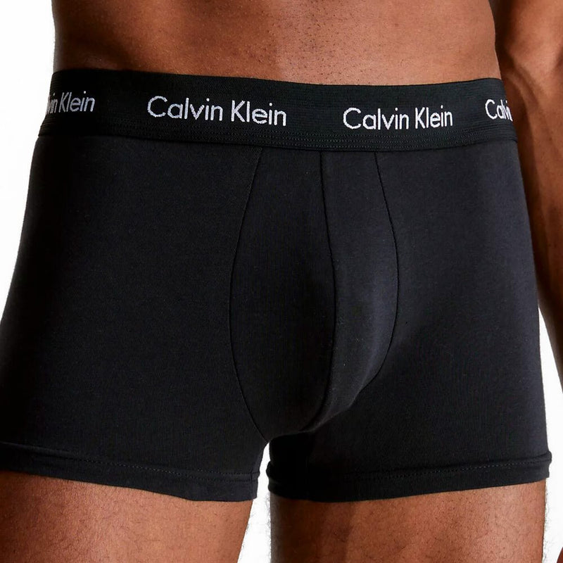 Calvin Klein Mens Cotton Stretch 3-Pack Low Rise Trunks - Black