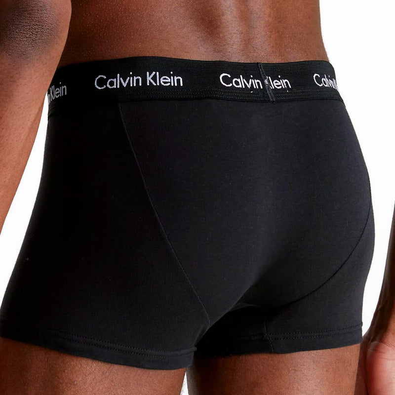 Calvin Klein Mens Cotton Stretch 3-Pack Low Rise Trunks - Black