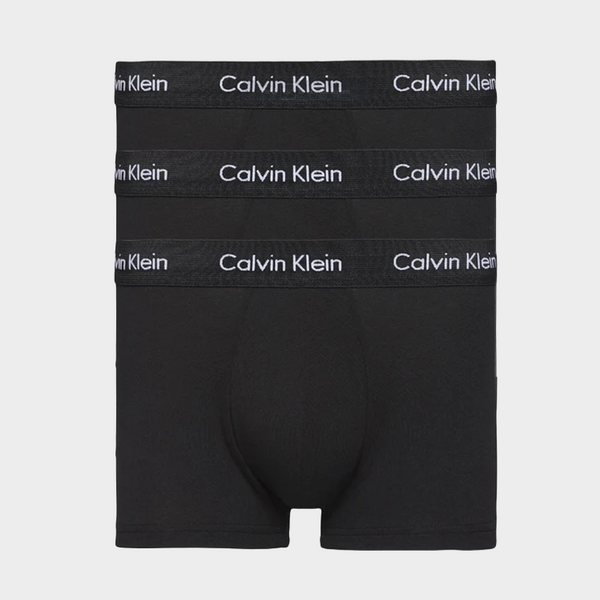 Calvin Klein Mens Cotton Stretch 3-Pack Low Rise Trunks - Black