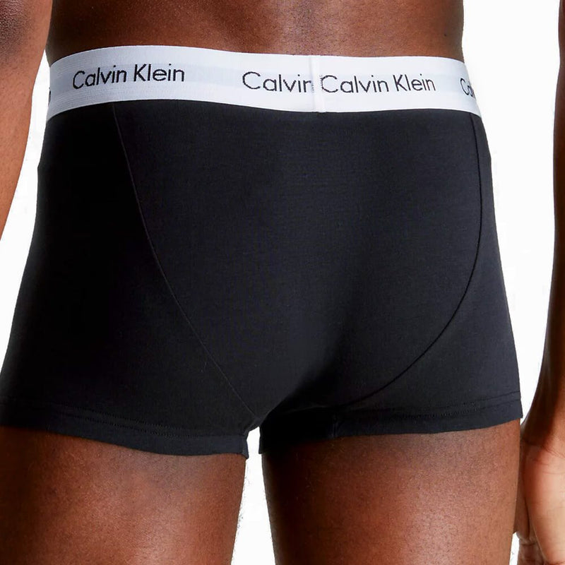 Calvin Klein Mens Cotton Stretch 3-Pack Low Rise Trunks - Black/White/Grey