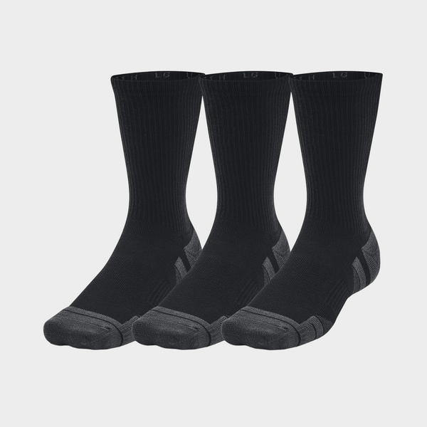 Under Armour Mens Performance Golf Crew Tech Crew Socks 3P - (Black / Jet Grey)