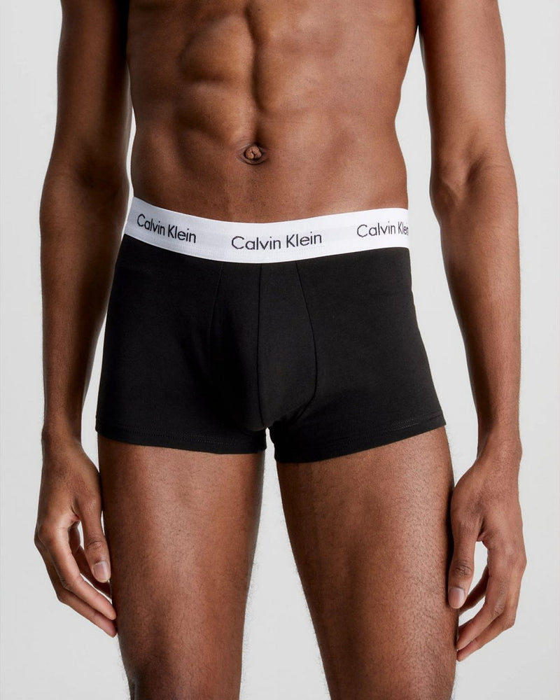 Calvin Klein Cotton Stretch 3-Pack Low Rise Trunks - Black