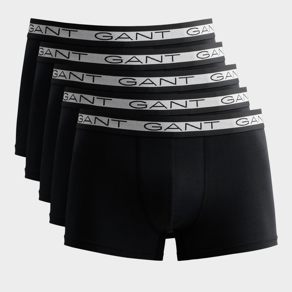 GANT Men's Basic Trunks 5-Pack Briefs - Black