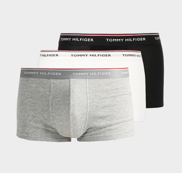 Tommy Hilfiger Premium Essentials Low Rise Underwear Trunks (3-Pack) - Black/Grey Heather/White